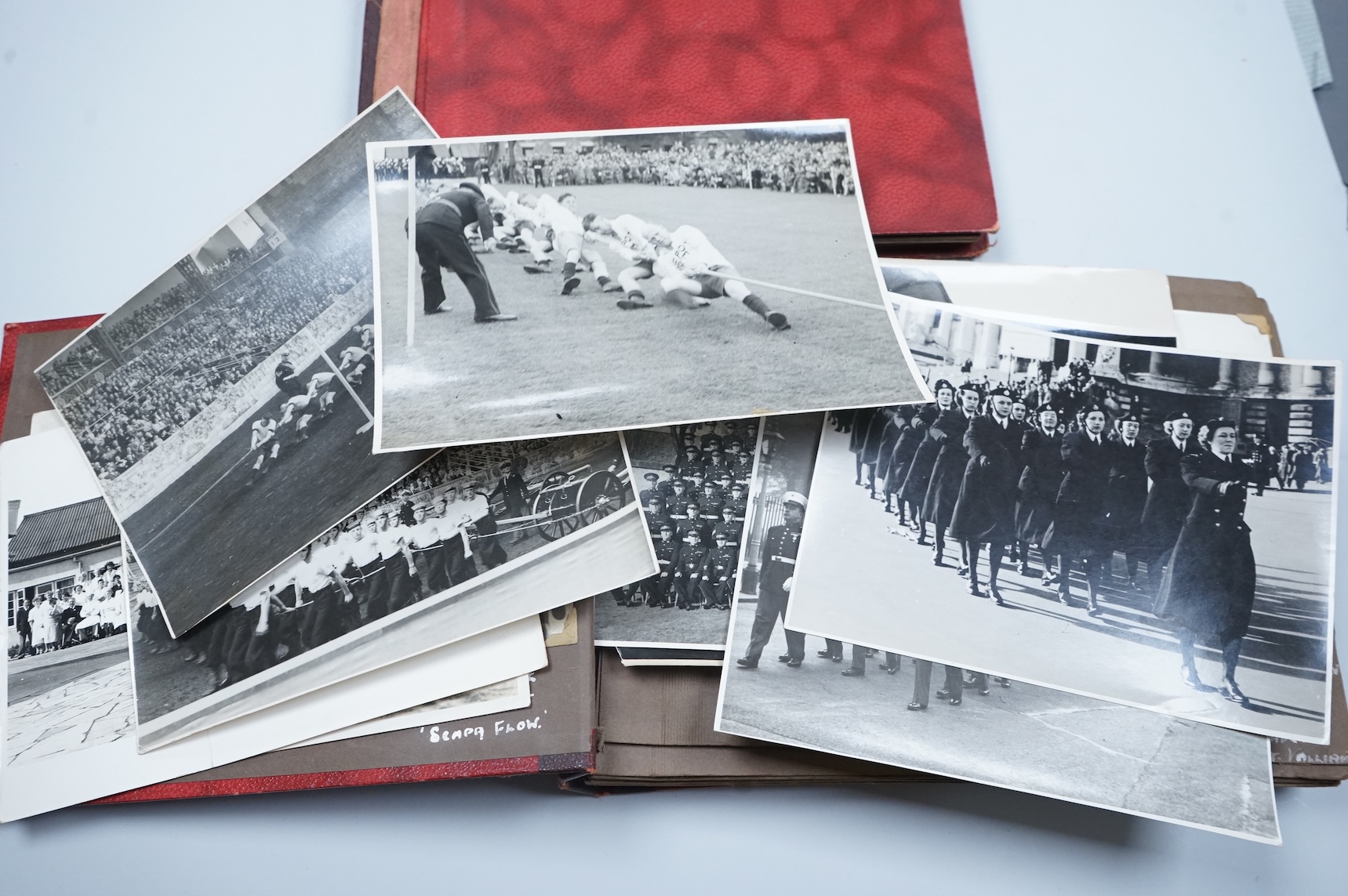Two WWII Royal Marine related photograph albums, the images captured and collected by George Hollingdale and his brother Len Clark, Royal Sussex Regiment and Dunkirk veteran
